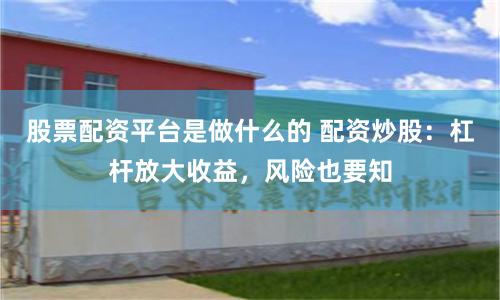股票配资平台是做什么的 配资炒股：杠杆放大收益，风险也要知